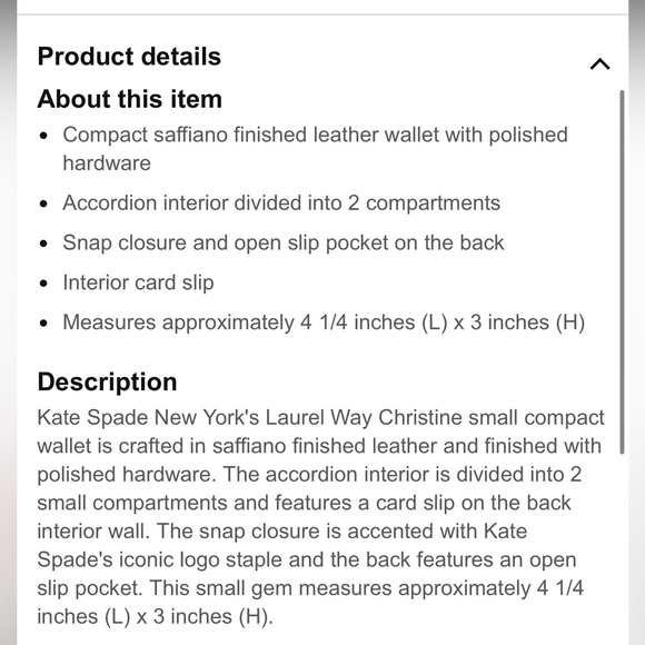 Kate Spade ♠️ laurel Way Christine Small Wallet Warm Beige/Black - Picture 9 of 9